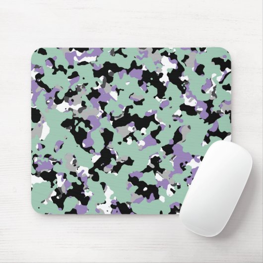 Mint Green & Paars Camouflage Camo Print Muismat (Met muis)