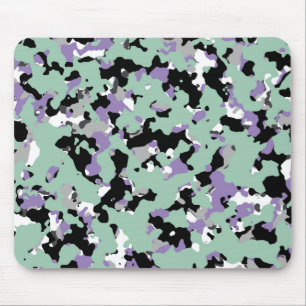 Mint Green & Paars Camouflage Camo Print Muismat