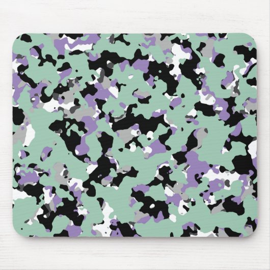 Mint Green & Paars Camouflage Camo Print Muismat (Voorkant)