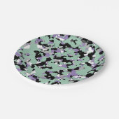 Mint Green & Paars Camouflage Camo Print Party Papieren Bordje (Gekanteld)