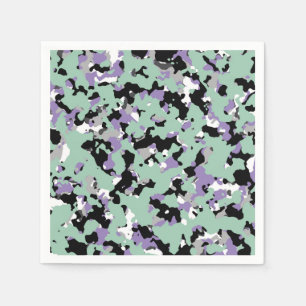 Mint Green & Paars Camouflage Camo Print Party Servet