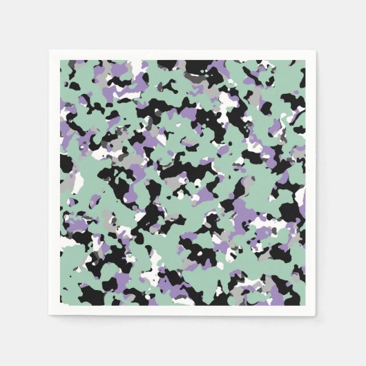 Mint Green & Paars Camouflage Camo Print Party Servet (Voorkant)