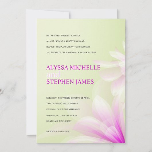 Mint Green Paars Floral Formele Uitnodigingen (Voorkant)