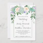 Mint Green, Paars, White Floral Wedding Kaart (Voorkant)