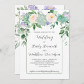 Mint Green, Paars, White Floral Wedding Kaart (Voorkant / Achterkant)