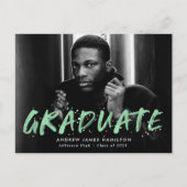 Mint Green Paint Splatter Photo Graduparty Uitnodiging Briefkaart (Voorkant)