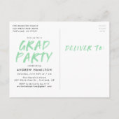 Mint Green Paint Splatter Photo Graduparty Uitnodiging Briefkaart (Achterkant)