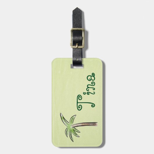 Mint Green Palm Tree Bagagelabel (Voorkant verticaal)