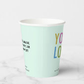 Mint Green Paper Cups Custom Business Logo 8 oz Papieren Bekers (Rechts)