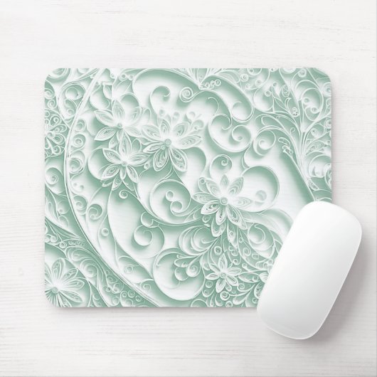 Mint Green Paper Quilling Daisy Design Muismat (Met muis)