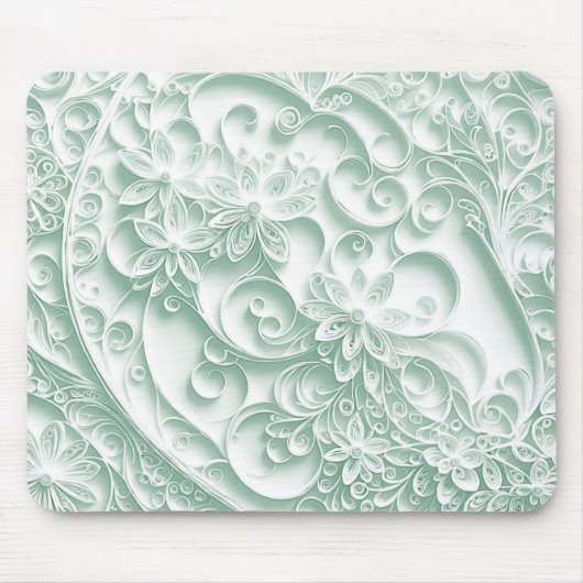 Mint Green Paper Quilling Daisy Design Muismat (Voorkant)