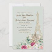 Mint Green Paris Eiffel Tower France Wedding Kaart (Voorkant)