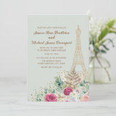 Mint Green Paris Eiffel Tower France Wedding Kaart (Staand voorkant)