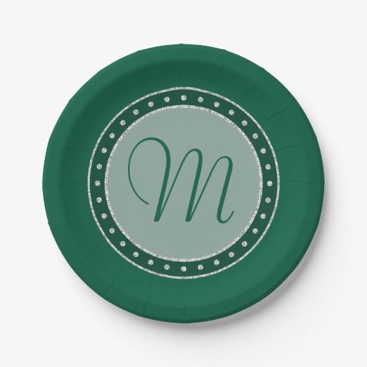 Mint Green Party | Monogram Script Chique Modern Papieren Bordje (Voorkant)