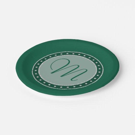 Mint Green Party | Monogram Script Chique Modern Papieren Bordje (Gekanteld)