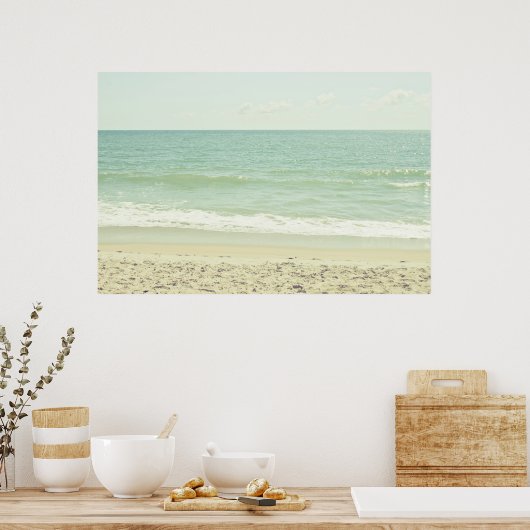 Mint Green Pastel Beach fotografie Poster (Keuken)