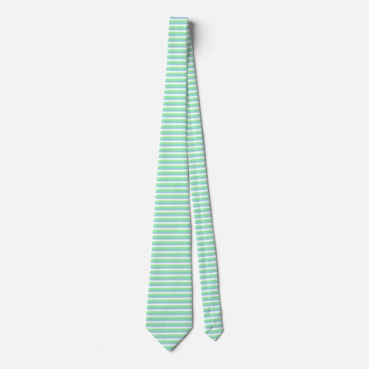Mint Green, Pastel Blue en White Stripes Stropdas (Voorkant)