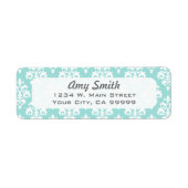 Mint Green Pastel Damask Patroon Etiket (Voorkant)