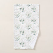 Mint Green Pastel Floral Greenery Pattern Bad Handdoek (Handdoek)