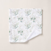 Mint Green Pastel Floral Greenery Pattern Bad Handdoek (Wasdoekje)