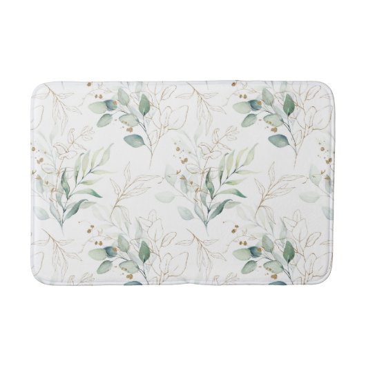 Mint Green Pastel Floral Greenery Pattern Badmat (Voorkant)