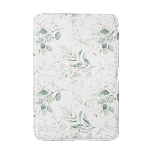 Mint Green Pastel Floral Greenery Pattern Badmat (Voorkant Verticaal)
