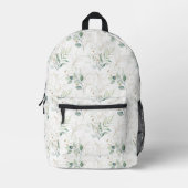 Mint Green Pastel Floral Greenery Pattern Bedrukte Rugzak (Voorkant)