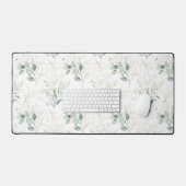 Mint Green Pastel Floral Greenery Pattern Bureaumat (Keyboard & Muis)