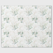 Mint Green Pastel Floral Greenery Pattern Cadeaupapier (Vlak)