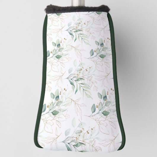 Mint Green Pastel Floral Greenery Pattern Golfheadcover (Draai 90)