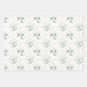 Mint Green Pastel Floral Greenery Pattern Inpakpapier Vel (Voorkant 2)