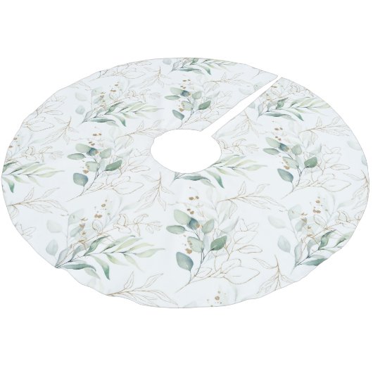 Mint Green Pastel Floral Greenery Pattern Kerstboom Rok (Gekanteld)