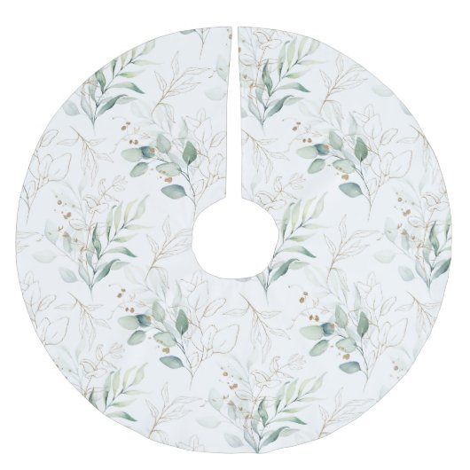 Mint Green Pastel Floral Greenery Pattern Kerstboom Rok (Voorkant)