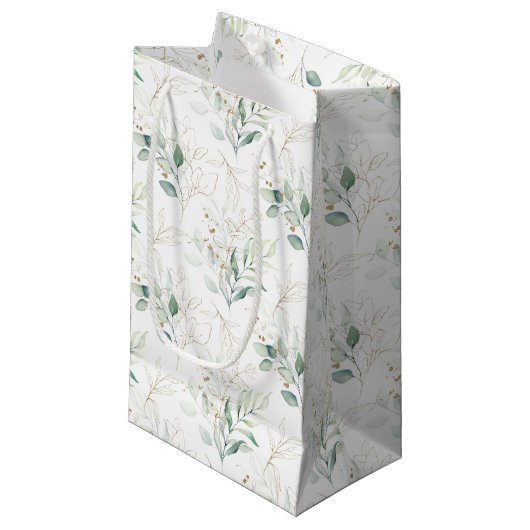 Mint Green Pastel Floral Greenery Pattern Klein Cadeauzakje (Voorkant Gekanteld)