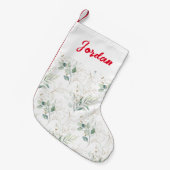 Mint Green Pastel Floral Greenery Pattern Kleine Kerstsok (Voorkant (Hangend))