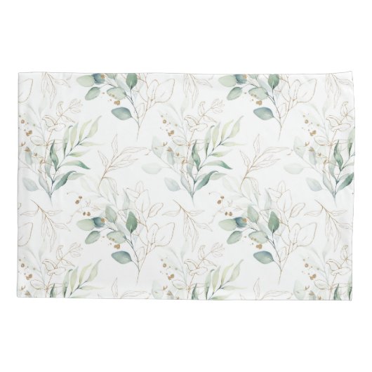 Mint Green Pastel Floral Greenery Pattern Kussensloop (Achterkant)