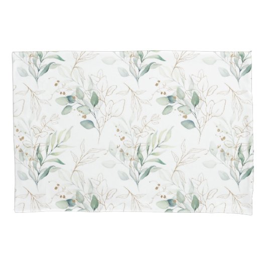 Mint Green Pastel Floral Greenery Pattern Kussensloop (Voorkant)