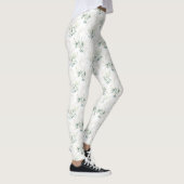 Mint Green Pastel Floral Greenery Pattern Leggings