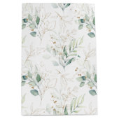 Mint Green Pastel Floral Greenery Pattern Medium Cadeauzakje (Voorkant)