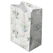 Mint Green Pastel Floral Greenery Pattern Medium Cadeauzakje (Achterkant Gekanteld)