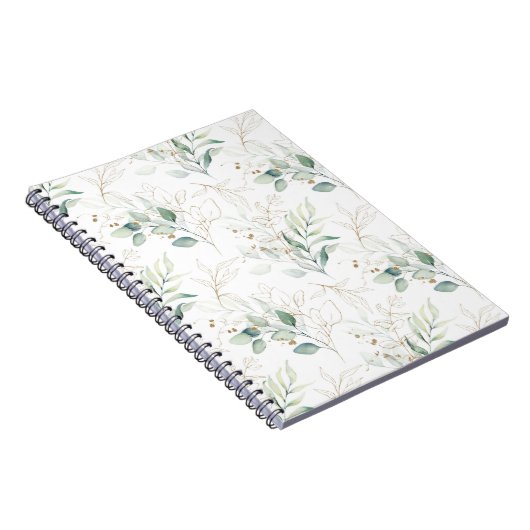 Mint Green Pastel Floral Greenery Pattern Notitieboek (Rechterzijde)