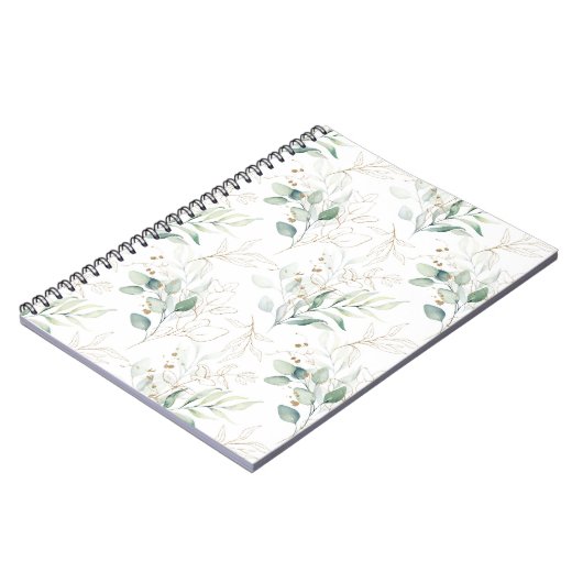 Mint Green Pastel Floral Greenery Pattern Notitieboek (Linkerzijde)