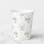 Mint Green Pastel Floral Greenery Pattern Papieren Bekers (Achterkant)