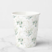 Mint Green Pastel Floral Greenery Pattern Papieren Bekers (Links)