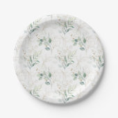 Mint Green Pastel Floral Greenery Pattern Papieren Bordje (Voorkant)