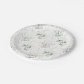 Mint Green Pastel Floral Greenery Pattern Papieren Bordje (Gekanteld)