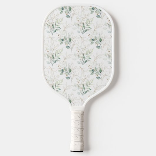 Mint Green Pastel Floral Greenery Pattern Pickleball Paddle (Achterkant)