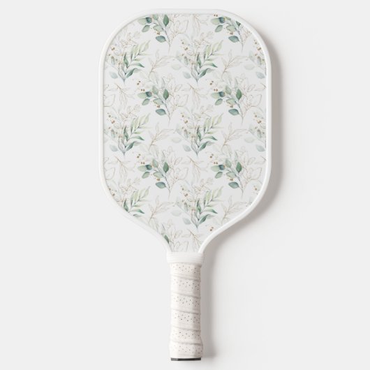 Mint Green Pastel Floral Greenery Pattern Pickleball Paddle (Voorkant)