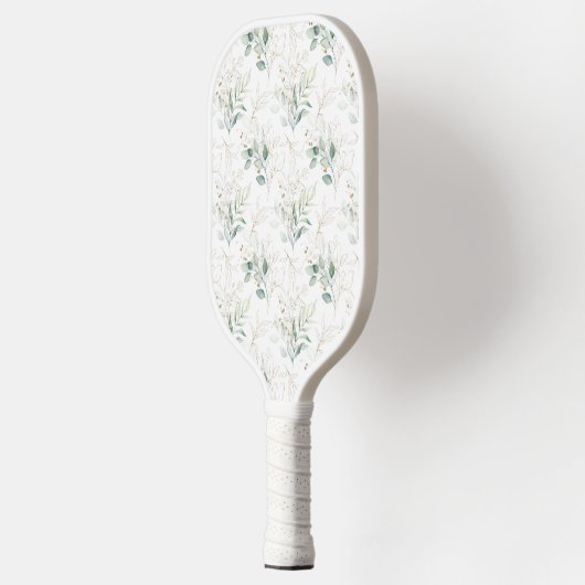 Mint Green Pastel Floral Greenery Pattern Pickleball Paddle (Links)