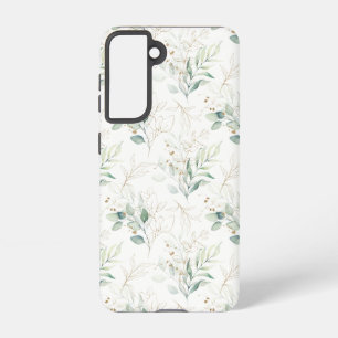 Mint Green Pastel Floral Greenery Pattern Samsung Galaxy Hoesje